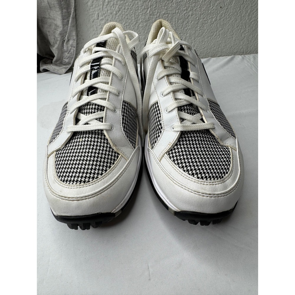 Nike Air Golf Shoes White Black Houndstooth Spiked 317626-101 Mens 8.5 - Picture 2 of 8